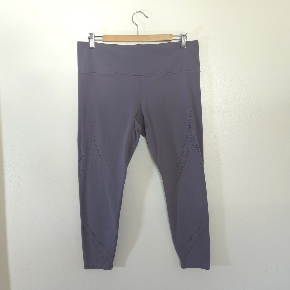 Athleta Elation Laser Cut Tight Leggings XL Dusty Purple Cropped - Picture 2 of 12